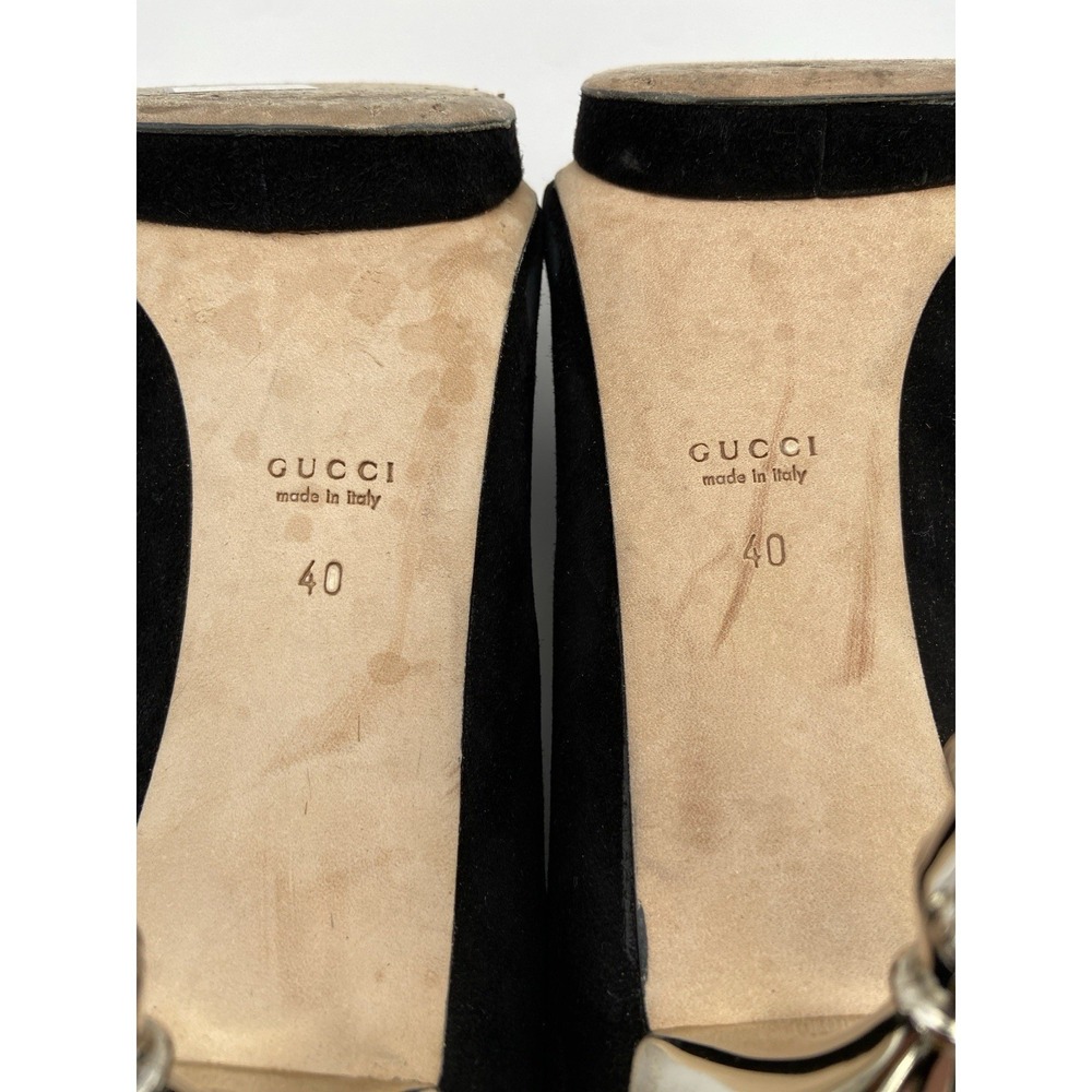 Gucci Black Suede Heels Peep Toe Women EU 40 Formal Stiletto Pumps - Picture 6 of 14